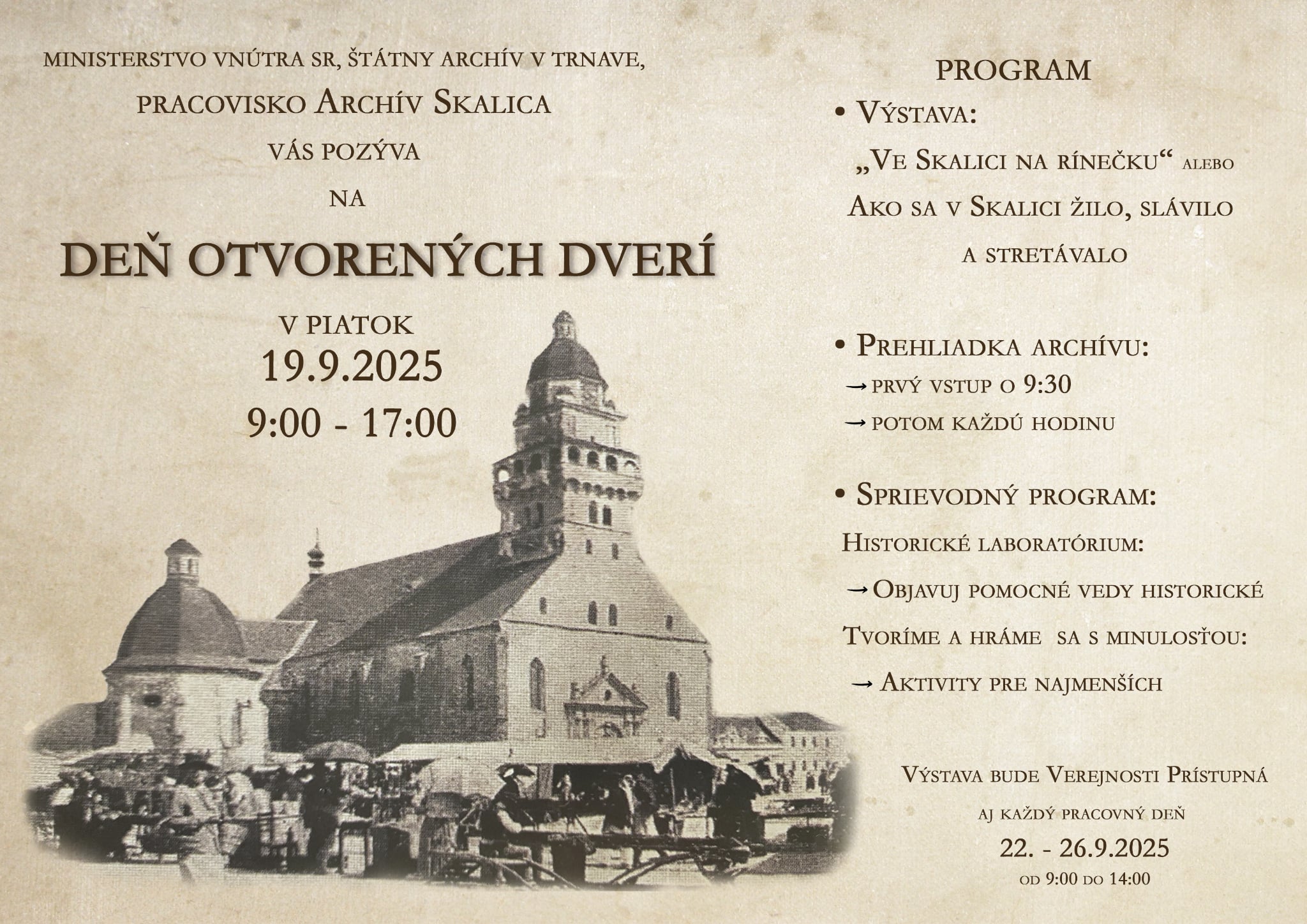 V piatok 19.9.2025 od 9.00 do 17.00
